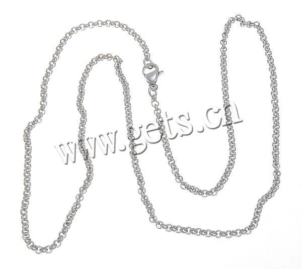 Fashion Stainless Steel Necklace Chain, rolo chain, Length:Approx 18 Inch, Sold By Strand