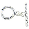 Sterling Silver Toggle Clasp, 925 Sterling Silver, Twist, plated, single-strand Approx 2.5, 9mm 