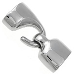 Stainless Steel Hook and Eye Clasp, with end cap, original color, 29mm Approx 