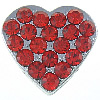 Zinc Alloy Slide Charm, Heart, platinum color plated, with rhinestone, red, lead & nickel free Approx 
