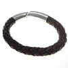 Cowhide Bracelets, 316 stainless steel magnetic clasp black, 10mm 