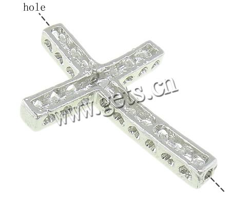Rhinestone Zinc Alloy Connector, Cross, plated, Customized & with rhinestone, mixed colors, 25x35x4.5mm, Hole:Approx 1.2mm, Sold By PC