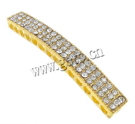 Rhinestone Zinc Alloy Connector, Rectangle, plated, Customized & with rhinestone & 1/1 loop, more colors for choice, 7x49x5mm, Hole:Approx 2mm, Sold By PC