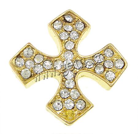 Rhinestone Zinc Alloy Connector, Cross, plated, Customized & with rhinestone, more colors for choice, 25x25x5.5mm, Hole:Approx 1.5mm, Sold By PC