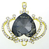 Rhinestone Zinc Alloy Ornaments, with Crystal, Crown, gold color plated, flat back & faceted & with rhinestone Approx 3mm 
