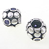 Rhinestone Sterling Silver European Beads, with 925 Sterling Silver, Drum, plated, with round spot pattern & without troll Approx 4.5mm 