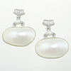 Brass Shell Pendants, with Freshwater Shell & Freshwater Pearl, Oval, platinum color plated, white, 52-54 x 44-45 x 12-13mm Approx 