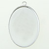 Brass Pendant Cabochon Setting, Flat Oval, plated Inner Approx 
