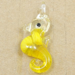 Animal Style Lampwork Pendant, sea horse shape, more colors for choice, 16x38x7mm, Hole:Approx 4x2MM, Sold by PC