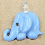 Кулоны лэмпворк в форме животного, Лэмпворк, Слон, голубой отверстие:Приблизительно 3mm, продается PC