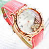 Women Wrist Watch, Zinc Alloy, with PU Leather & Glass, plated, for woman & with rhinestone, 40mm, 20mm Approx 8.6 Inch 