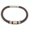 Cowhide Bracelets, with Stainless Steel, plated, coffee color   6mm Approx 8.5 Inch 