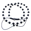 Mode Woven Ball Halskette, Schwarzer Achat, mit Türkis & Nylonschnur, gewebt, einstellbar, 9x8.5x6.5mm,10mm,10mm,, Länge:ca. 27-34 ZollInch, verkauft von Strang
