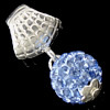 Sterling Silver European Pendants, 925 Sterling Silver, with Rhinestone Clay Pave Bead, Round, with A grade rhinestone Approx 