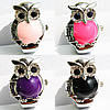 Watch Finger Ring, Zinc Alloy, with Glass, Owl, platinum color plated, adjustable & enamel & with rhinestone 12mm 
