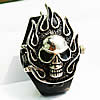 Watch Finger Ring, Zinc Alloy, with Glass, Skull, plated, enamel & with rhinestone & blacken, black 12mm 