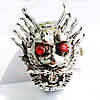 Watch Finger Ring, Zinc Alloy, with Glass, Skull, platinum color plated, with rhinestone & blacken 12mm 