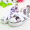 Keychain Watch, Zinc Alloy, with Canvas & Rubber & Cotton & Glass, Shoes, platinum color plated, with flower pattern, purple 22mm 