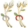 Rhinestone Zinc Alloy Ornaments, with Glass Pearl, Flower, gold color plated, flat back & with rhinestone 