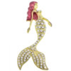 Rhinestone Zinc Alloy Ornaments, Mermaid, gold color plated, enamel & with rhinestone 