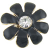 Rhinestone Zinc Alloy Ornaments, Flower, gold color plated, flat back & enamel & with rhinestone 