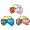 Rhinestone Zinc Alloy Ornaments, with Crystal, Heart, gold color plated, flat back & faceted & with rhinestone 