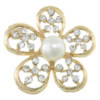 Rhinestone Zinc Alloy Ornaments, with Glass Pearl, Flower, gold color plated, flat back & with rhinestone & hollow 