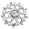 Rhinestone Zinc Alloy Ornaments, with Glass Pearl, Flower, platinum color plated, flat back & with rhinestone 