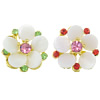 Rhinestone Zinc Alloy Ornaments, with Freshwater Shell, Flower, gold color plated, flat back & with rhinestone 