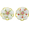 Rhinestone Zinc Alloy Ornaments, with Freshwater Shell, Flower, gold color plated, flat back & enamel & with rhinestone 
