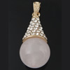 Natural Quartz Pendants, Rose Quartz, with Brass, Teardrop, gold color plated, with rhinestone Approx 