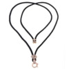 Nylonschnur Halskette, Nylon, mit Messing, Rósegold-Farbe plattiert, mit Strass, Jet schwarz, 12x10mm, 12x16mm, Länge:ca. 28 ZollInch, verkauft von Strang