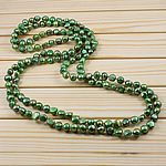 Natural Freshwater Pearl Long Necklace, Button, single-strand, green, 9-11mm Inch 