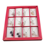 Пресноводные жемчуги Ожерелье, с медные цепи, Форма цветка, со стразами & однонитевая, разноцветный длина:16.5 дюймовый, 12пряди/Box, продается Box