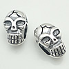 No Troll Thailand Sterling Silver European Beads, Skull, without troll Approx 4mm 