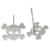 Sterling Silver Stud Earring, 925 Sterling Silver, sterling silver post pin, Skull, plated 0.6mm 