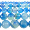 Perle Agate bleue naturelle, Rond, normes différentes pour le choix & facettes Environ 0.8-1.5mm Environ 15 pouce, Vendu par brin