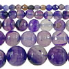 Natürliche violette Achat Perlen, Violetter Achat, rund, verschiedene Größen vorhanden, Bohrung:ca. 0.8-1.5mm, Länge:ca. 15 ZollInch, verkauft von Strang
