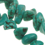 Natürliche Chips Türkis Perlen, Gefärbte Türkis, Klumpen, grün, 4-11mm, Länge:16 ZollInch, ca. 60PC/Strang, verkauft von Strang