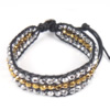 Wrap Bracelets, Cowhide, with Crystal, zinc alloy clasp, plated, faceted & single-strand, 4mm, 15mm Approx 7-9 Inch 
