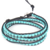 Wrap Bracelets, Cowhide, with turquoise, zinc alloy clasp, platinum color plated , 4mm, 7mm Approx 20.5-22 Inch 