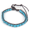 Wrap Bracelets, Cowhide, with turquoise, zinc alloy clasp, platinum color plated, single-strand, 6mm, 9mm Approx 7-9 Inch 