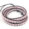 Wrap Bracelets, Cowhide, with Rose Quartz, zinc alloy clasp, platinum color plated , 6mm, 9mm Approx 20.5-22.5 Inch 