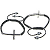 Zinc Alloy Woven Ball Bracelets, with Wax Cord & Nylon Cord & Hematite, Cross, handmade, with rhinestone 8mm Approx 7-14 Inch 