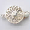Sterling Silver Box Clasp, 925 Sterling Silver, Flat Round, with flower pattern & single-strand 