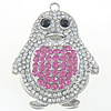 Zinc Alloy Animal Pendants, Penguin, platinum color plated, with rhinestone & hollow Approx 3.5mm 