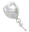 Sterling Silver Peg Bail, 925 Sterling Silver, Heart, plated, with cubic zirconia 1mm Approx 