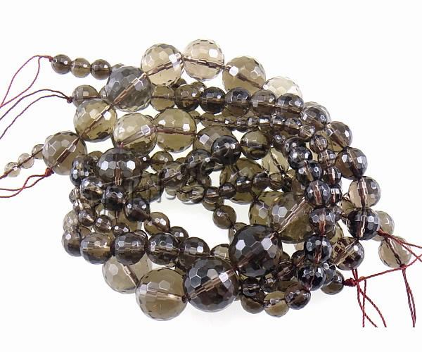 Natural Smoky Quartz Beads, Round, more sizes for choice & faceted, Hole:Approx 0.8-2mm, Length:Approx 15 Inch, Sold By Strand