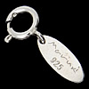 Sterling Silver Tag, 925 Sterling Silver, Oval, with spring ring clasp 20mm, 7mm 
