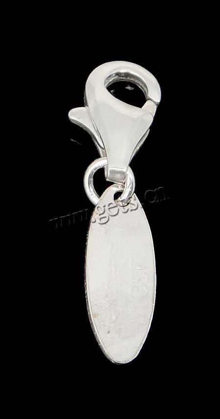Sterling Silver Tag, 925 Sterling Silver, Oval, with lobster clasp, more colors for choice, 23mm, 9.5x5.2x2.5mm, 12.2x4.7x0.5mm, Sold By PC